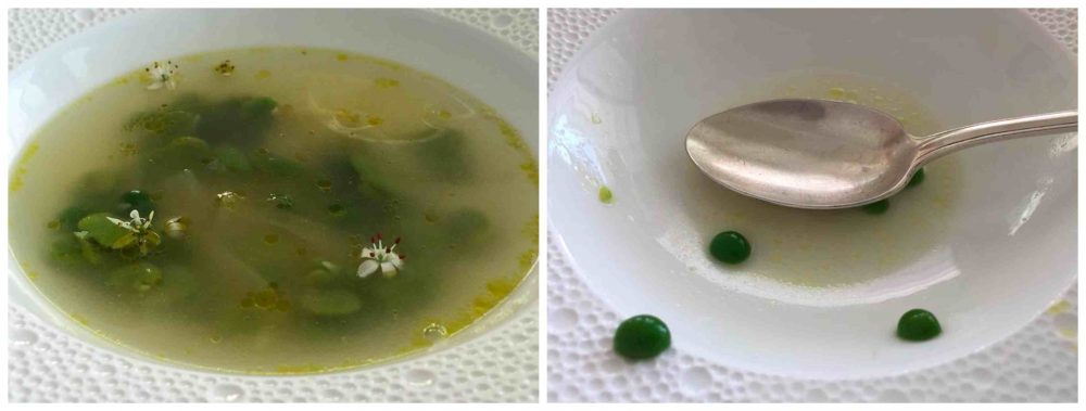 Quattro Passi, Consomme' di primavera con fave, cipolle e piselli