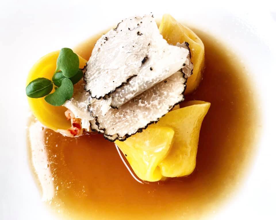 Le Monzu' Ristorante Capri, Tortelli al Parmigiano, Medaglioni d’Astice, Consomme' freddo di Astice e Tartufo Nero
