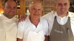 Alessandro Russo con il papa' Luciano e lo chef Salvatore Accietto