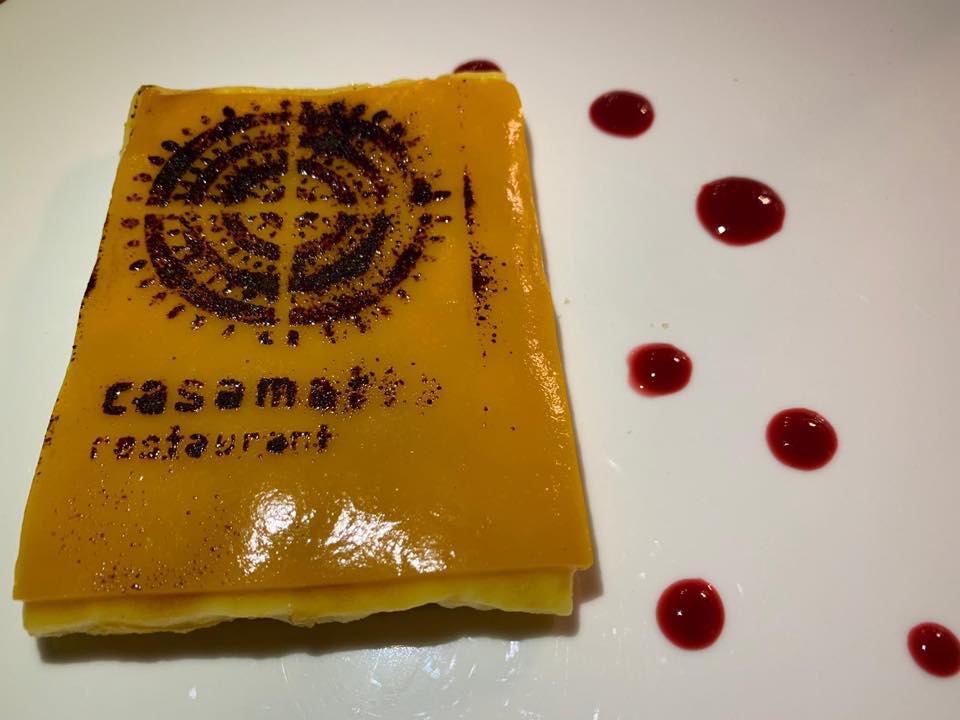 Ristorante Casamatta, Vinilia Wine Resort, crema bruciata con arancia, mango e liquirizia
