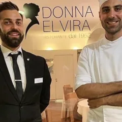 Donna Elvira- A sin. il maitre Isidoro Bronzo, a dx. Gerardo Manisera, lo chef