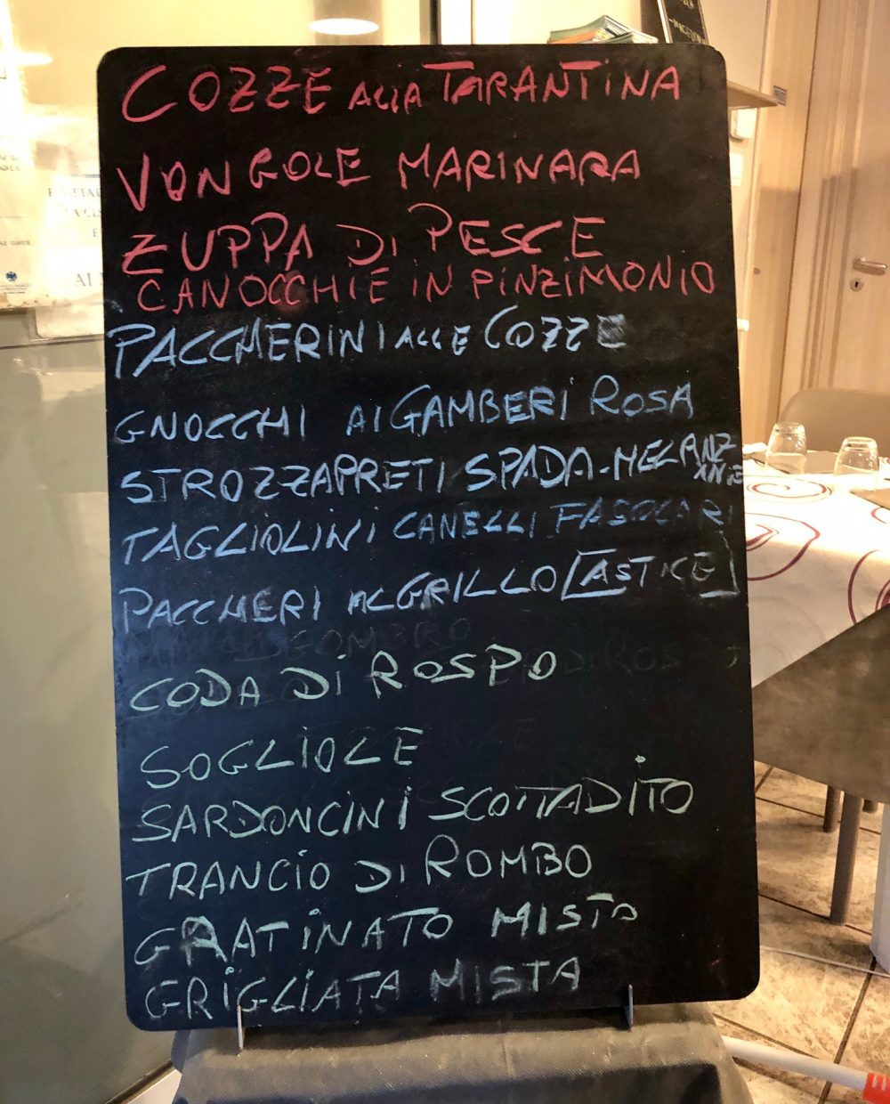 Ristorante Rosmarino - La proposte del giorno alla lavagna