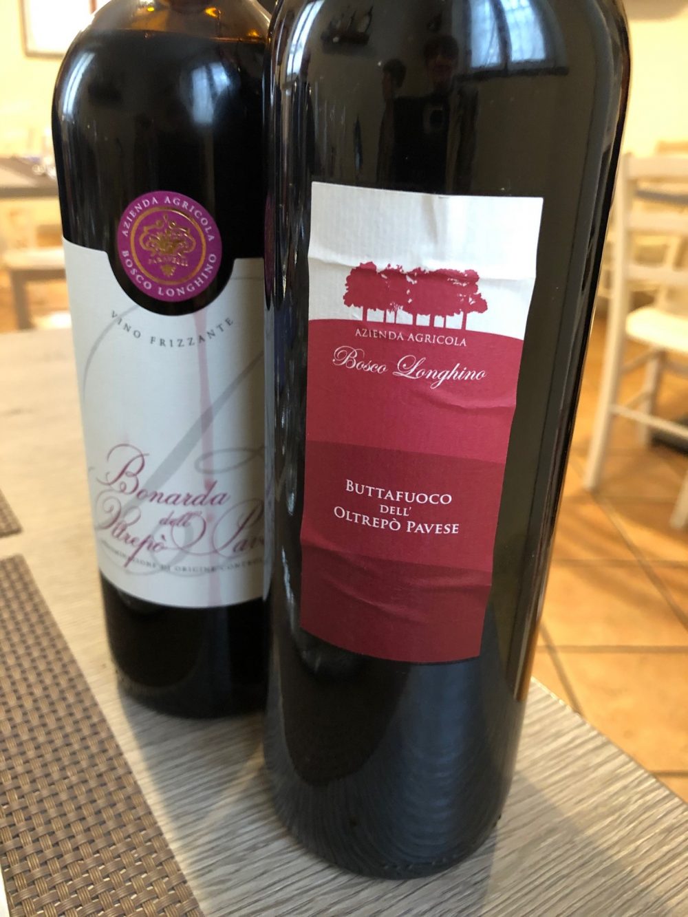 Trattoria Samperone, le bottiglie dell'Azienda Agricola Bosco Longhino