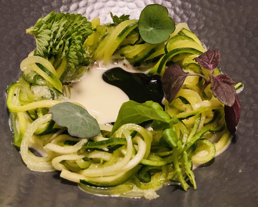 Marco Ambrosino - insalata di zucchine, burro fermentato, tartufo, olio di argan