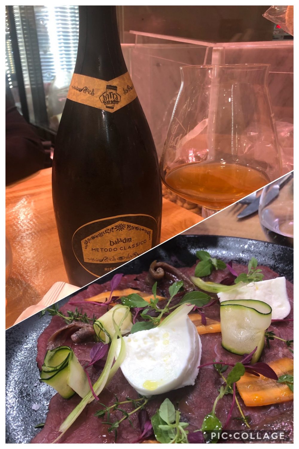 Chiancheria - Verdure e carpaccio di Bufala, alici e mozzarella in abbinamento a birra Baladin Metodo Classico 2016