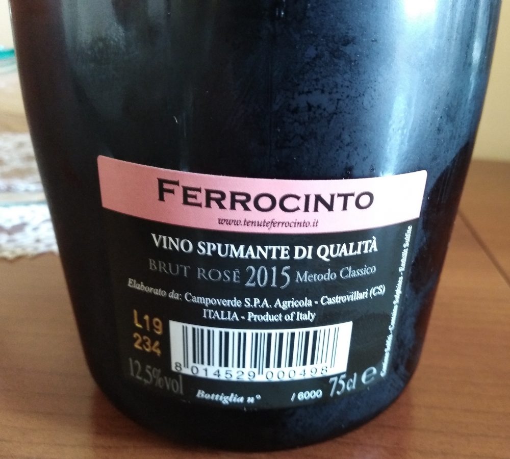Controetichetta Dovi' Spumante Rosé Brut 2015 Ferrocinto