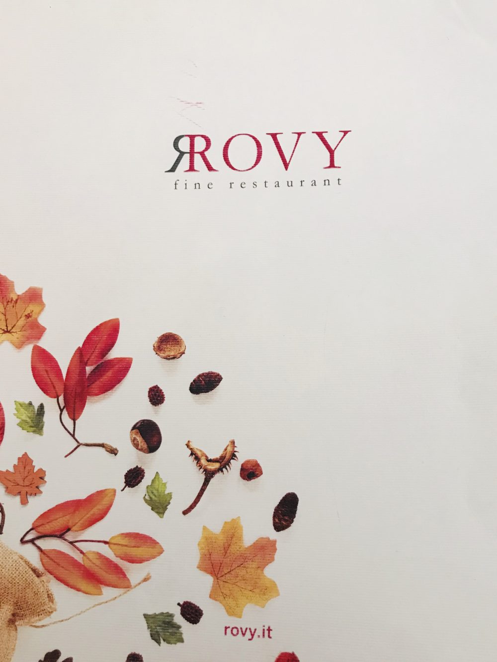 Rovy Ristorante - menu'