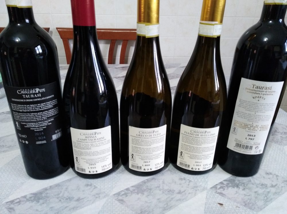 Controetichette vini Tenuta Cavalier Pepe