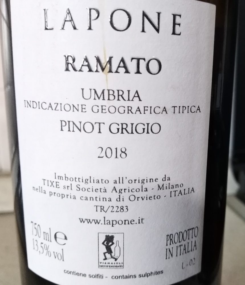 Controetichetta Ramato Pinot Grigio Umbria Igt 2018 Lapone