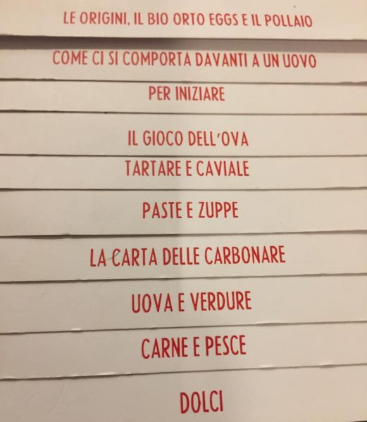 Eggs a Roma, il menu a tendina