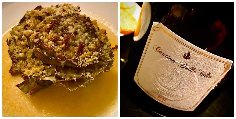 Carciofi ripieni di Pietro Penna e Lambrusco Spumante MC Rose di Cantina della Volta