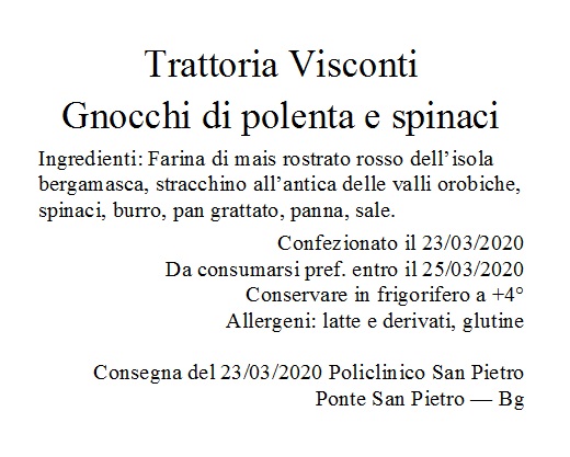 Consegna 23 Marzo 2020 Policlinico San Pietro Bg