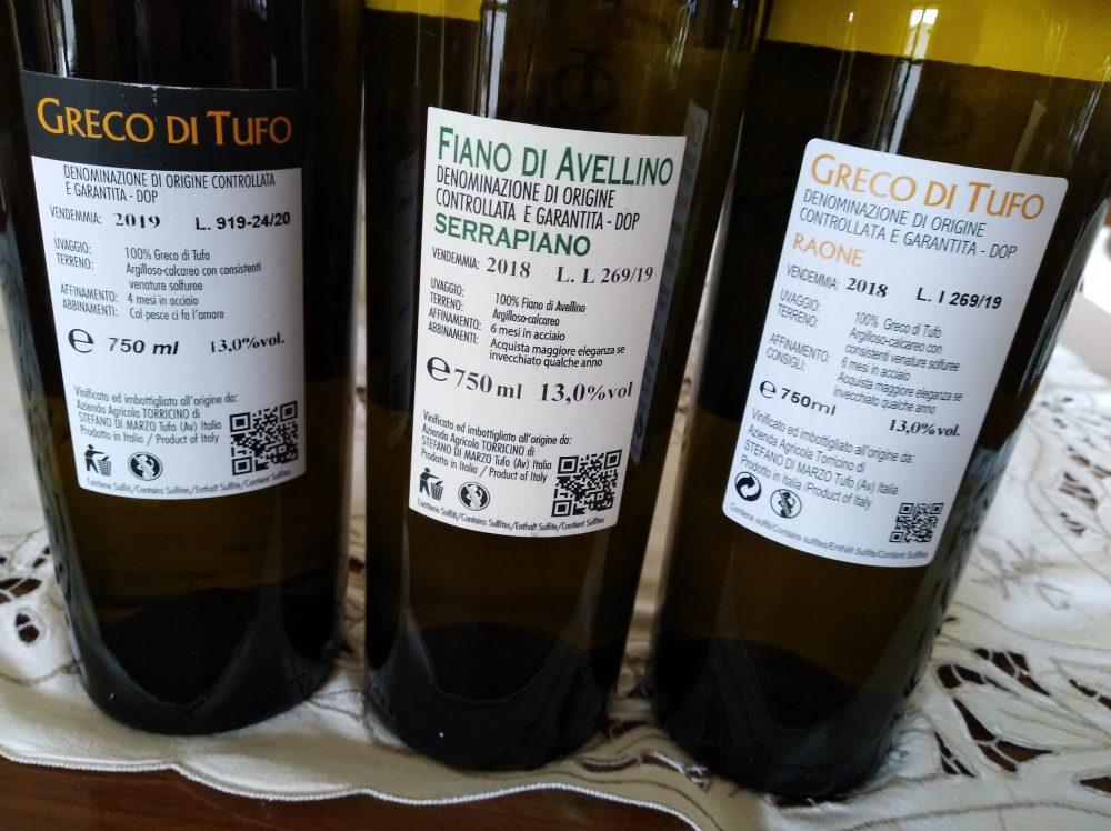 Controetichette vini bianchi Torricino - Nuove annate