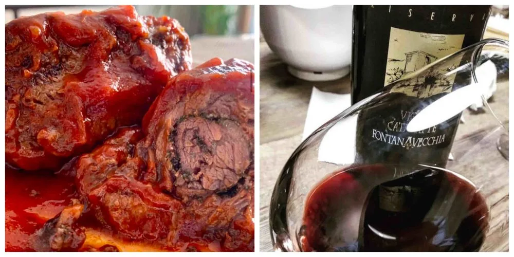 Braciole ripiene al sugo e Aglianico del Taburno Vigna Cataratte di Fontanavecchia