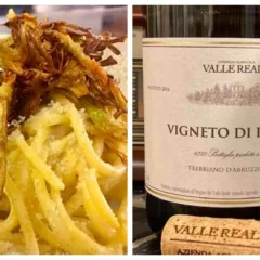 Cacio, pepe e carciofi croccanti e Trebbiano d’Abruzzo Vigneto di Popoli di Valle Reale