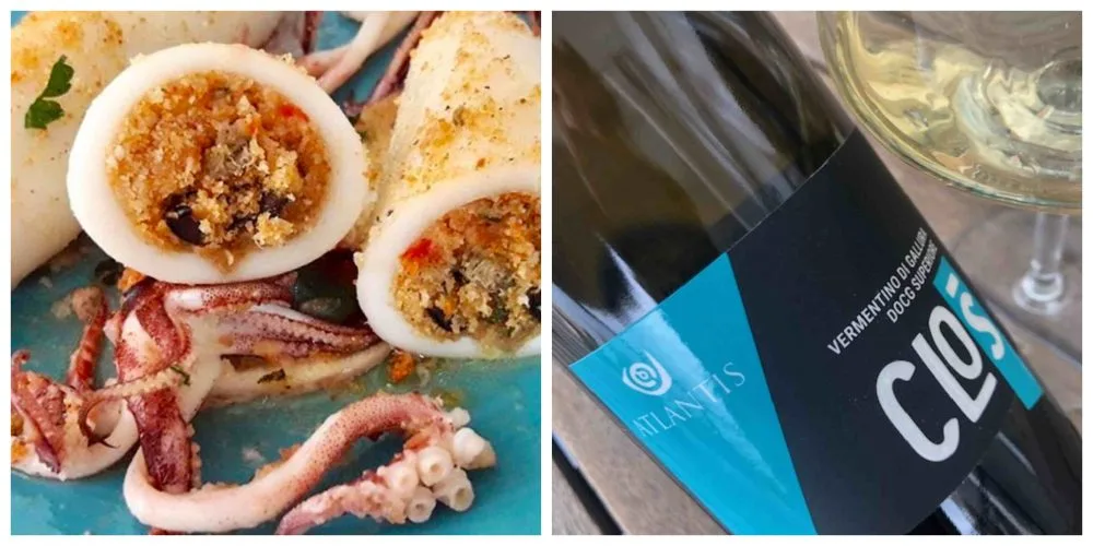 Calamari ripieni e Vermentino di Gallura Clos di Atlantis
