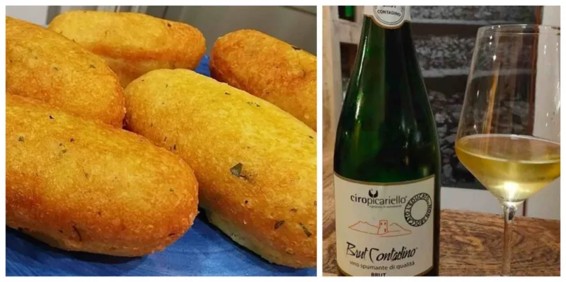 I crocche' senza panatura di Ciro Pellone e il Brut contadino di Ciro Picariello