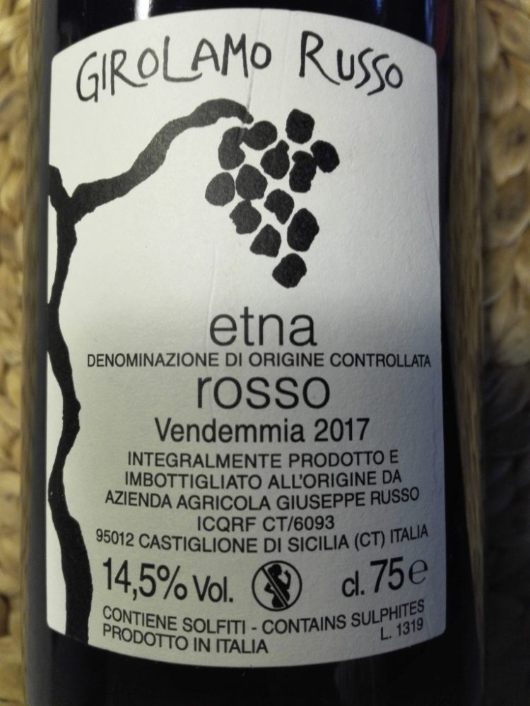 'A Rina 2017 Etna rosso doc Girolamo Russo