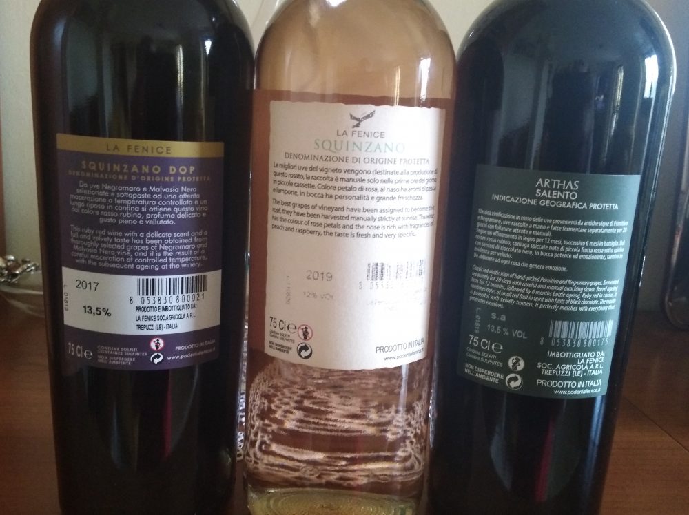 Controetichette vini La Fenice