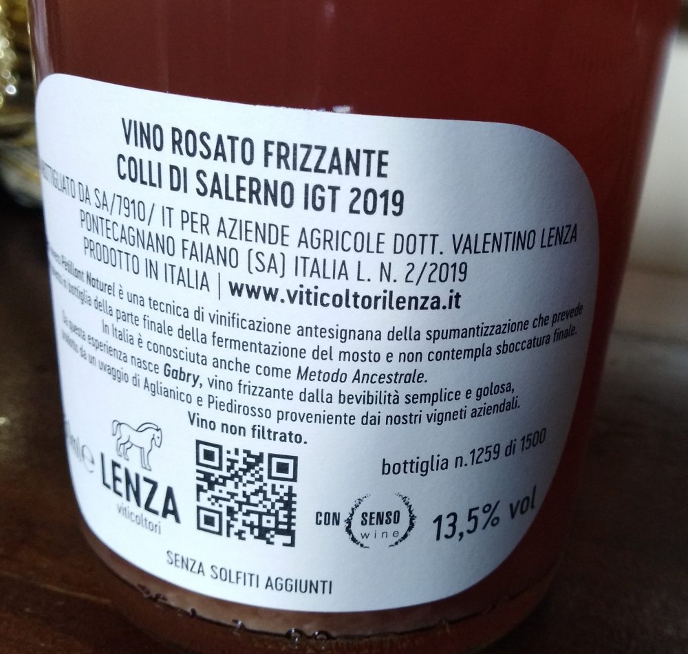 Contreoetichetta Gabry Rosato Aglianico Frizzante Viticoltori Lenza