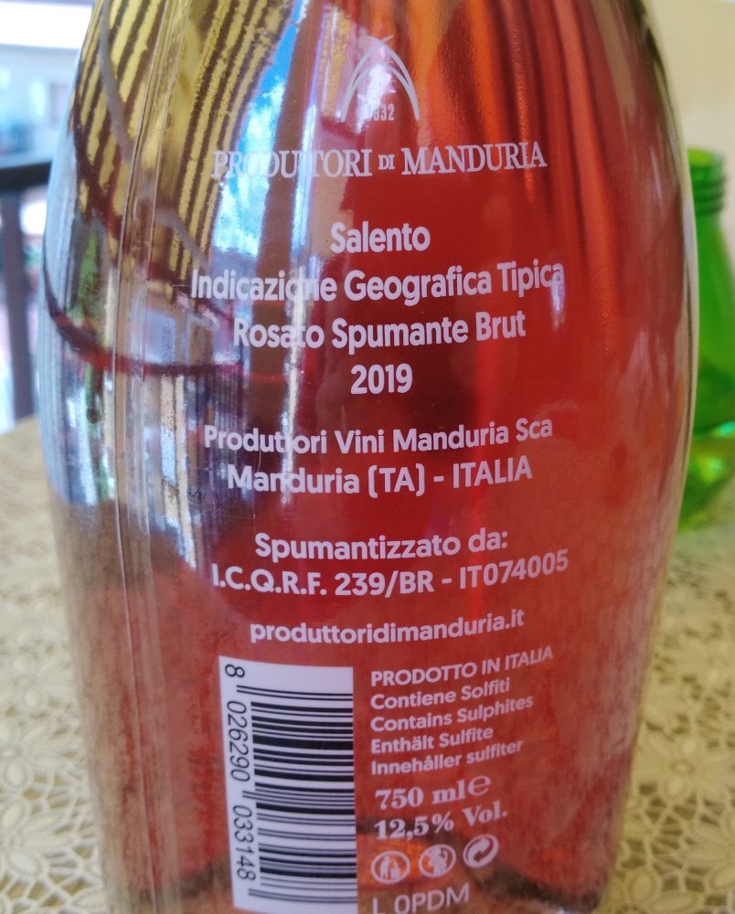 Controetichetta Aka Charme Rosato Spumante Brut Salento Igt 2019