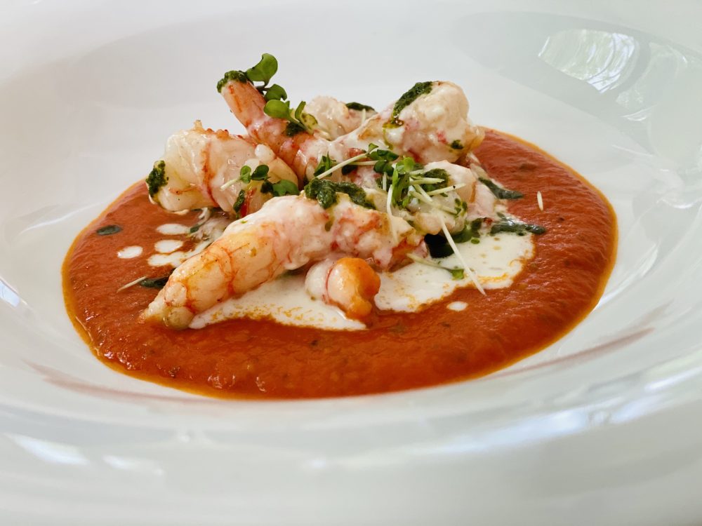 Locanda Radici - Pomodoro infornato alla pizzaiola con gambero rosso e mozzarella di bufala campana