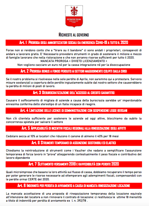 Manifesto dei Ristoratori Toscana