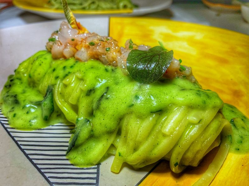 La Zagara, spaghetti alla nerano con gamberi rossi