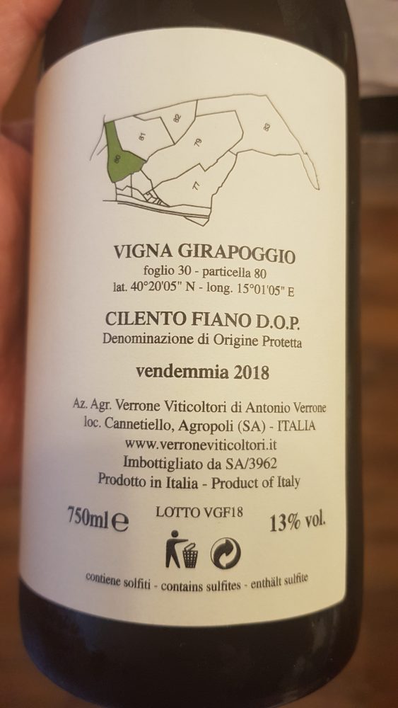 Verrone Viticoltori – Cilento Dop Fiano Vigna Girapoggio 2018