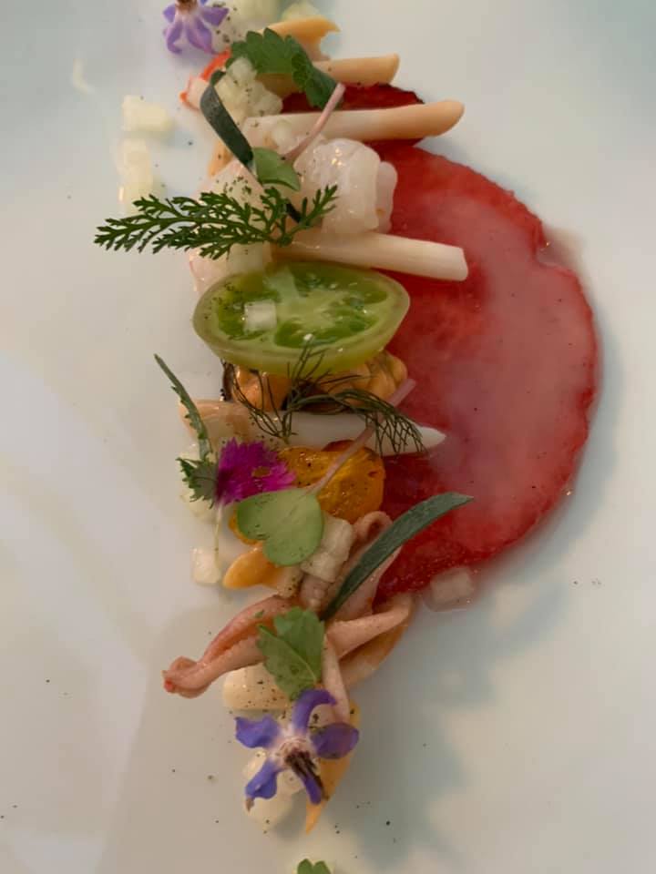 La Pergola - Frutti di mare su carpaccio di anguria con pomodorini