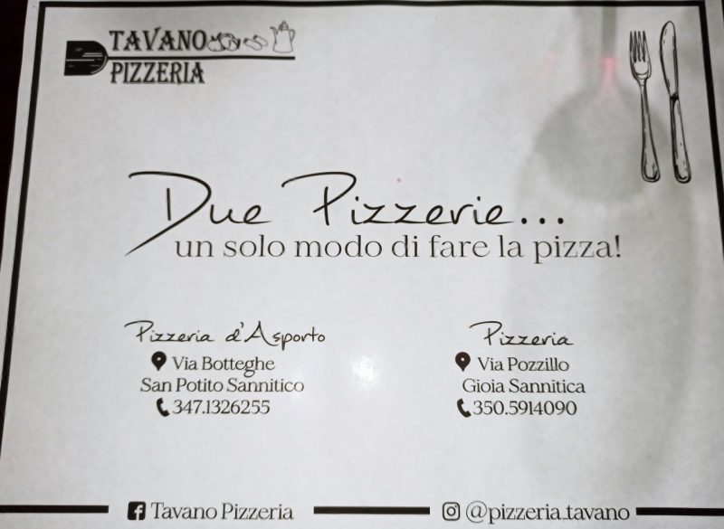 Pizzeria Tavano - Tovaglietta