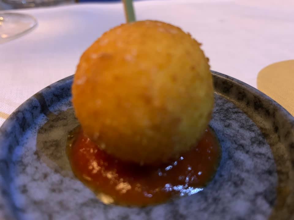 Locanda Bruniana - Crema di latte fritta su pomodoro
