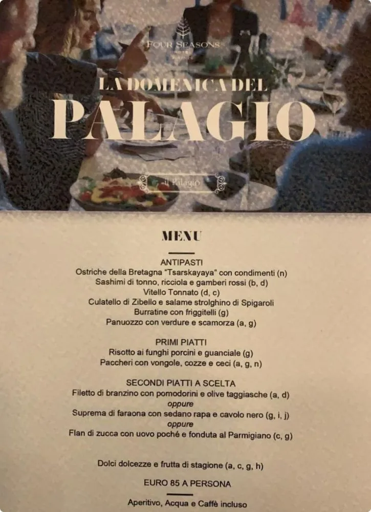 domenica palagio pranzo vito mollica four seasons firenze menu