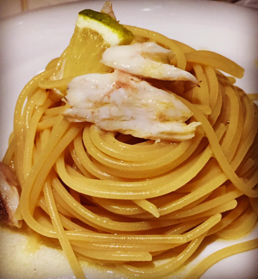 Spaghettini al limone con dentice