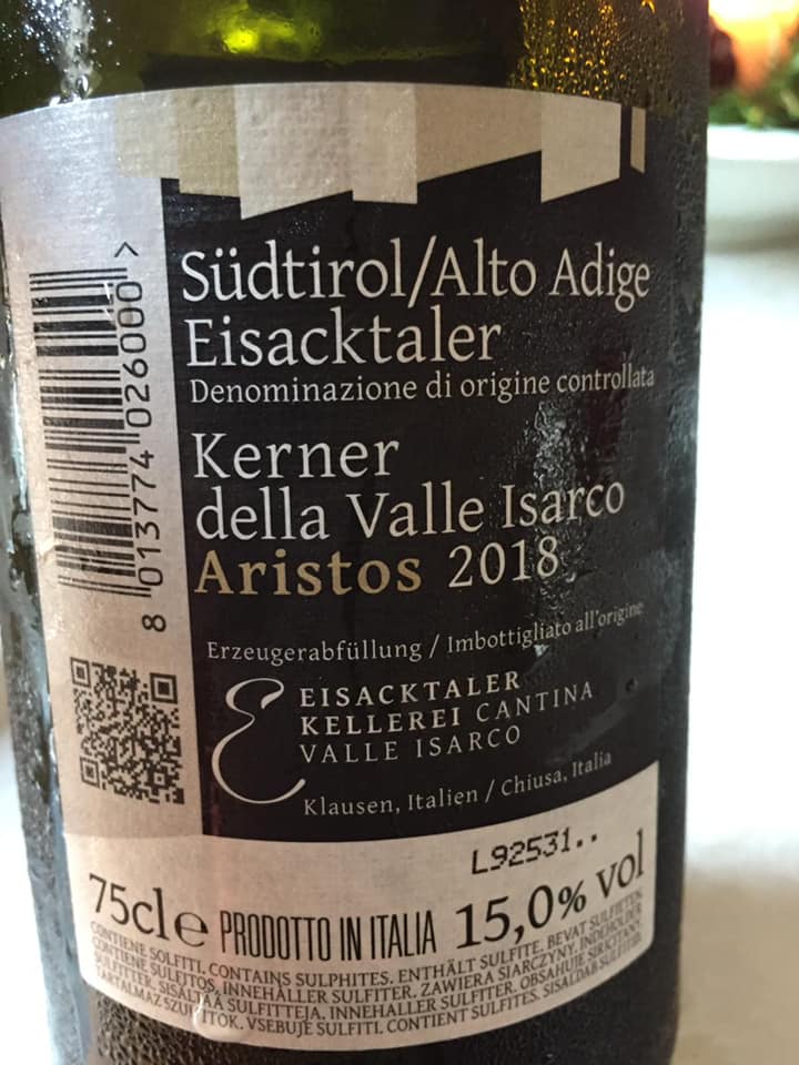 Aristos Kerner 2018 Alto Adige doc