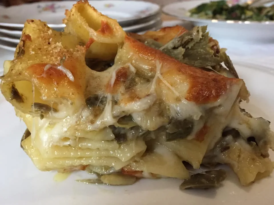 Pasta con i carciofi al forno