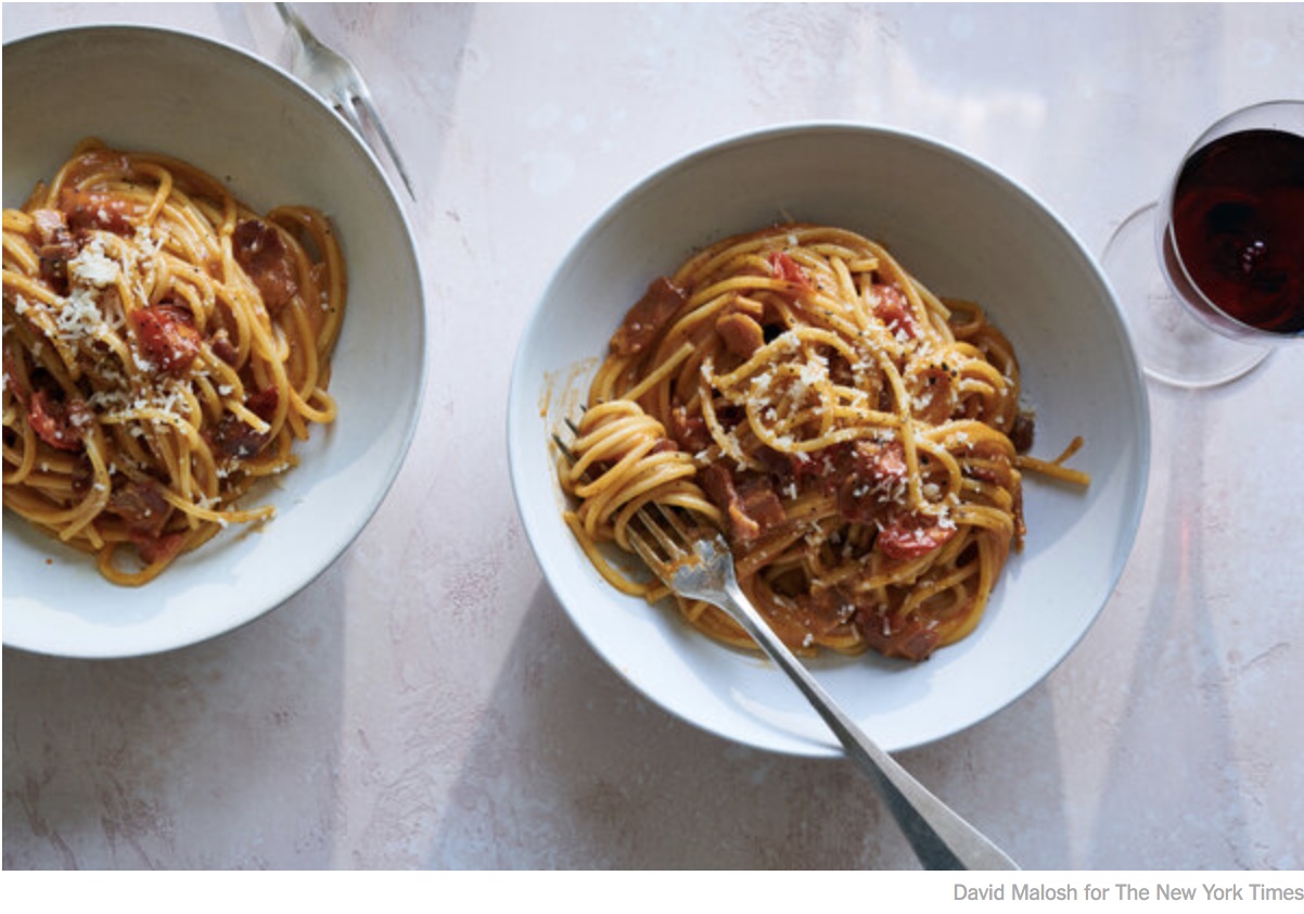 Carbonara con pomodoro del NYT