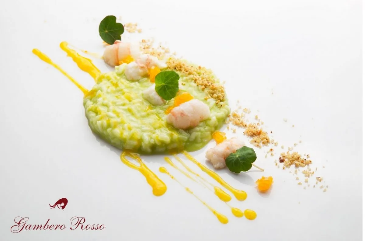 Risotto con crostacei, rape e clementine