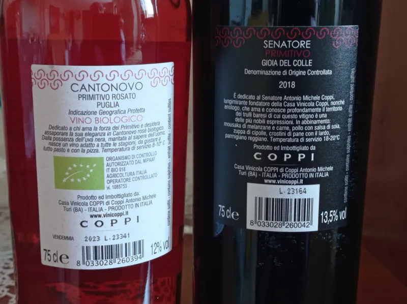 Controetichette vini Coppi