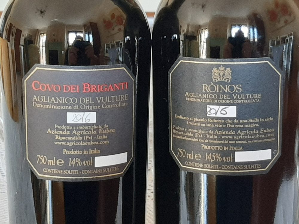 Controetichette vini azienda Eubea