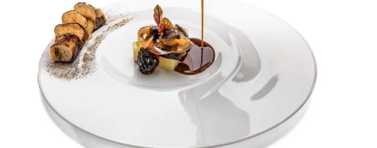 Galantina di Agnello ai carciofi, spugnole, gamberi di fiume e tartufo nero