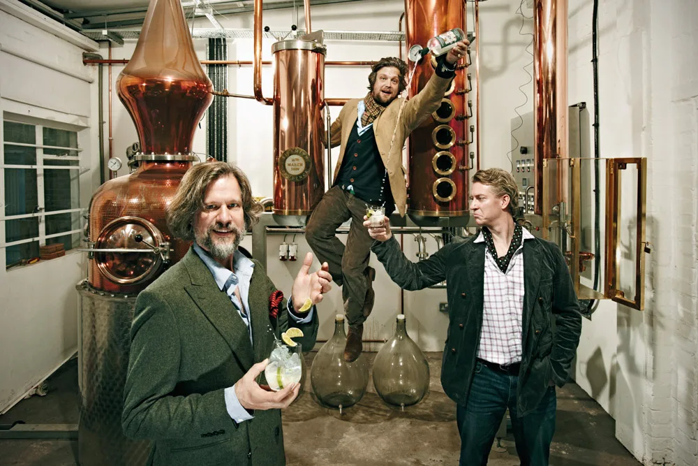 Sipsmith Gin i tre fondatori Jared Brown, Fairfax Hall e Sam Galsworthy