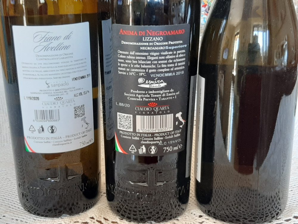 Controetichette vini Claudio Quarta