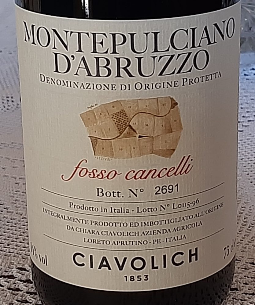 Montepulciano d'Abruzzo Fosso Cancelli Dop 2015 Ciavolich 1853