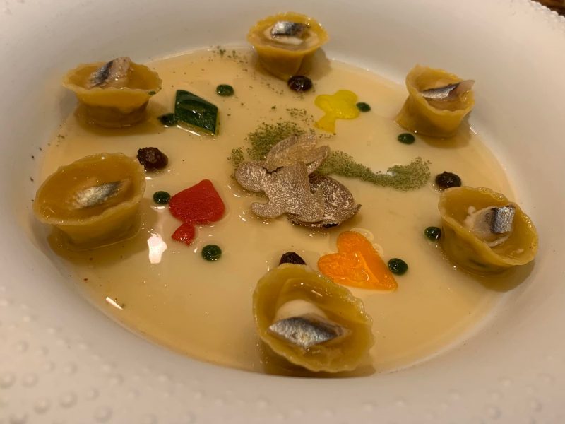 Ristorante Tre Olivi, tortelli di coniglio in brodo di funghi