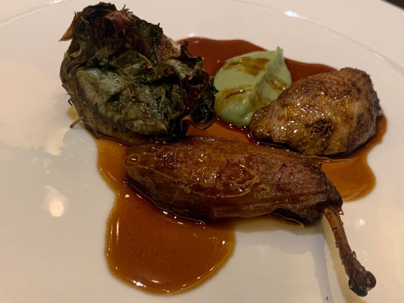 Ristorante Tre Olivi, la quaglia con carciofo sulla brace