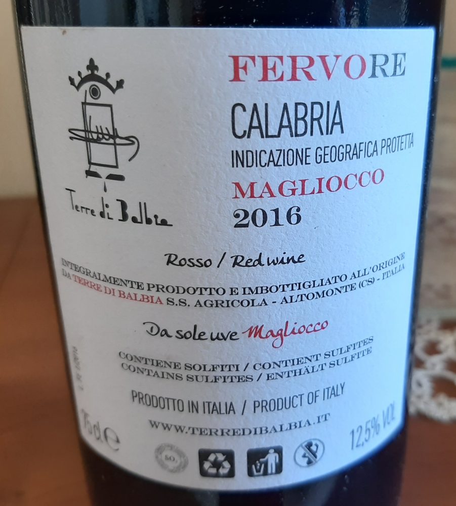 Controetichetta Fervore Magliocco Calabria Igp 2916 Terre di Balbia