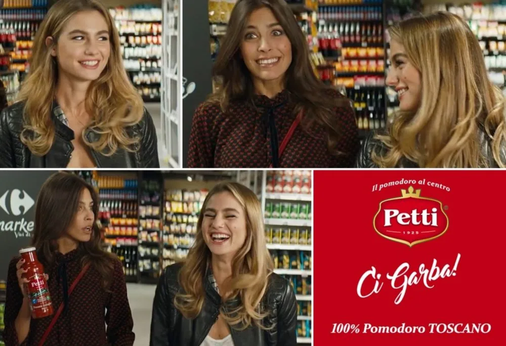 La pubblicità di Petti e del suo pomodro toscano con le modelle