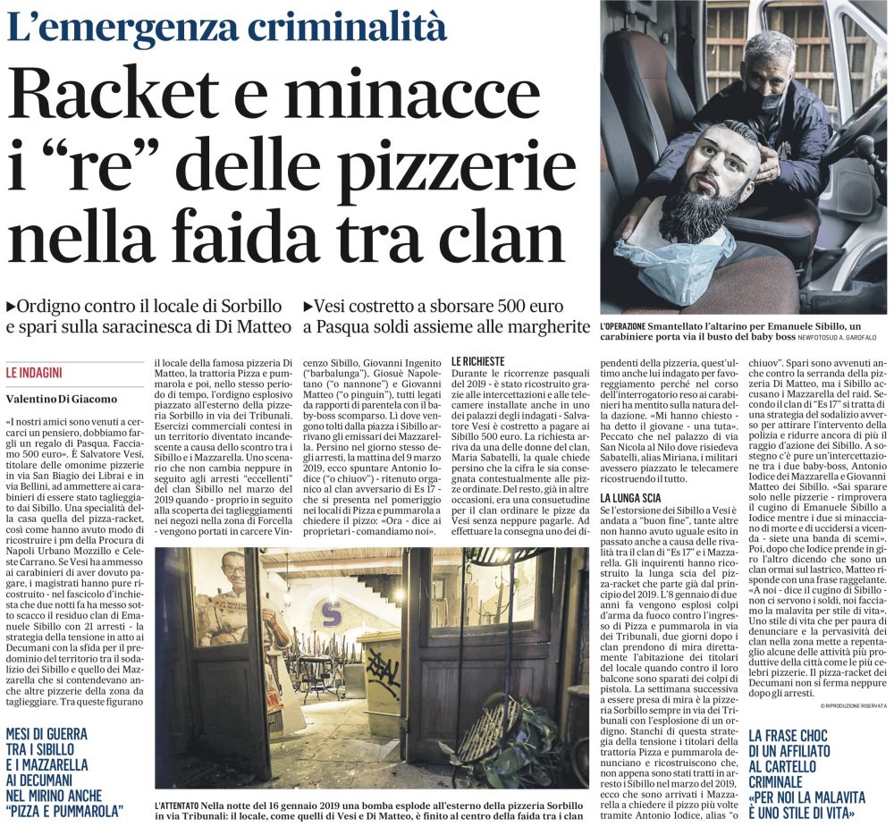 L'articolo sul Mattino