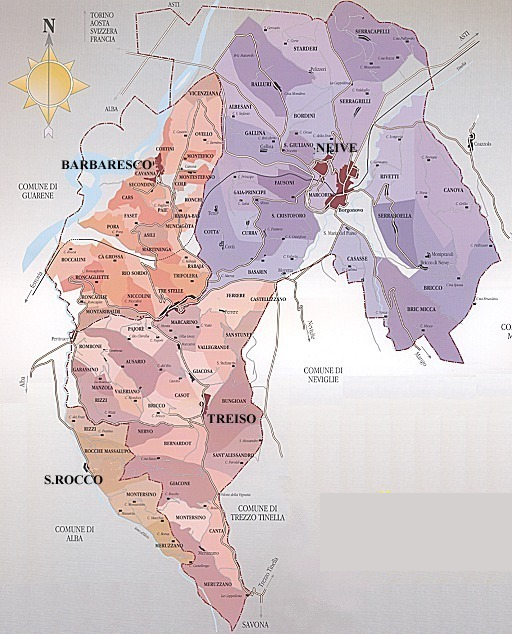 Italia - Piemonte - Langhe -Barbaresco mappa